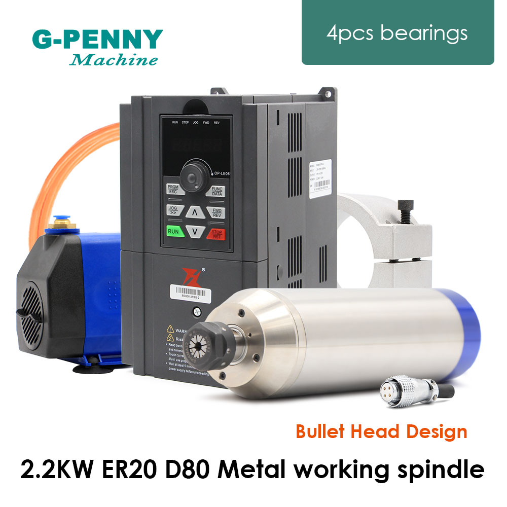 2.2Kw Water Cooled Spindle Kit Vfd - 2,2 кВт, шпиндель ER20 D80, металлический,