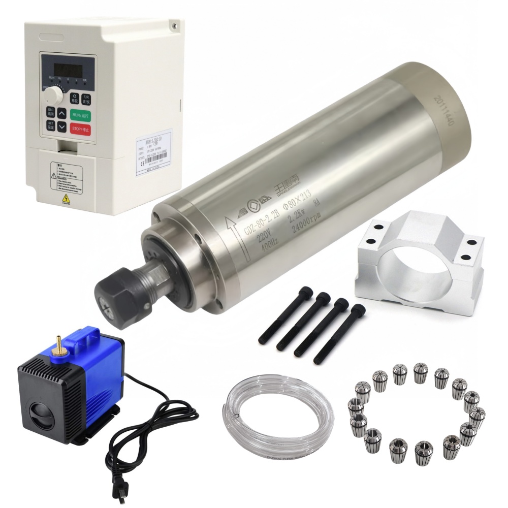 GDZ-80-2.2B 80 мм 2.2 кВт ER20 – обзор и цена 2.2Kw Water Cooled Spindle Kit Vfd