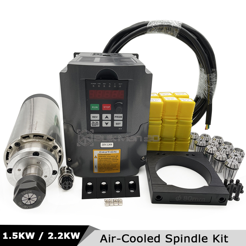 Комплект шпиндельного двигател – обзор и цена Air Cooled 1.5Kw Spindle Motor Inverter 110V